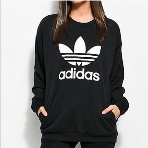 Adidas Trefoil Oversized Crew Neck Sweater Pockets